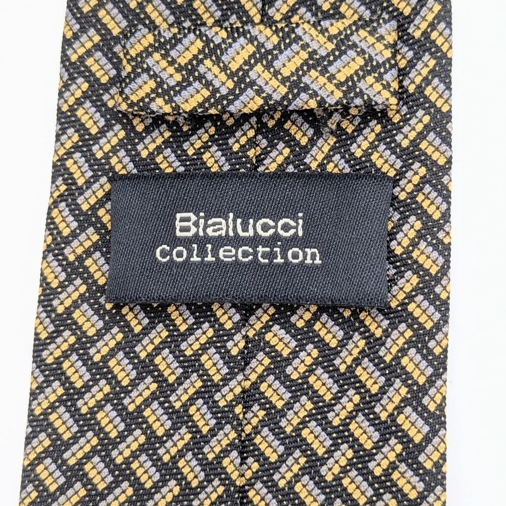 Bialucci Collection Striking Black & Gold Patterned Tie Perfect for Teens